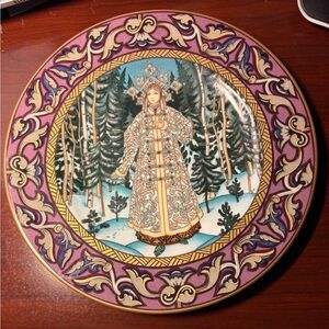 Vintage decorative colorful plate "The Snow Maiden"